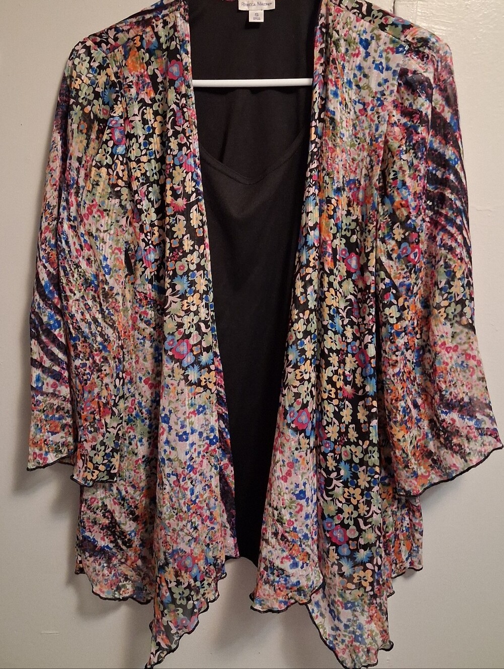Raglan Floral Open-Front Women’s Kimono Shirt - Multicolor